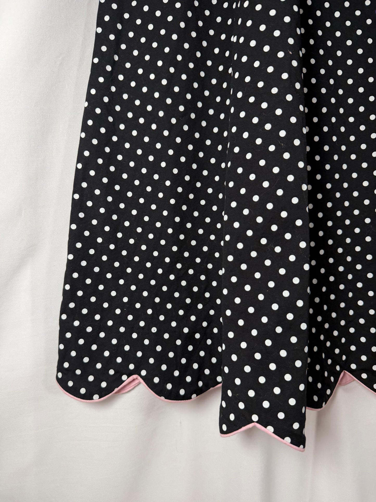 1990's Retro Inspired Polka Dot Scallop Hem Midi Dress- Size 10