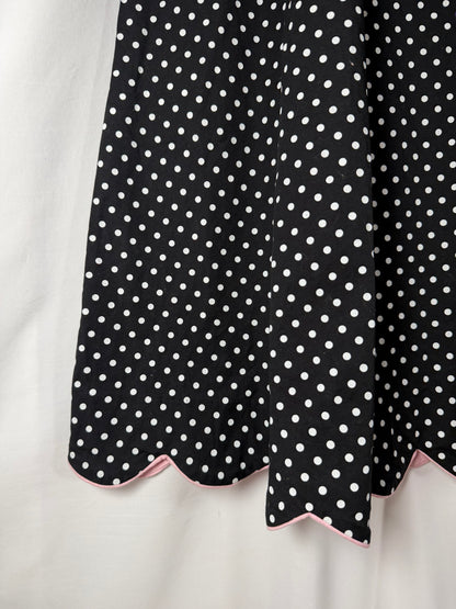 1990's Retro Inspired Polka Dot Scallop Hem Midi Dress- Size 10