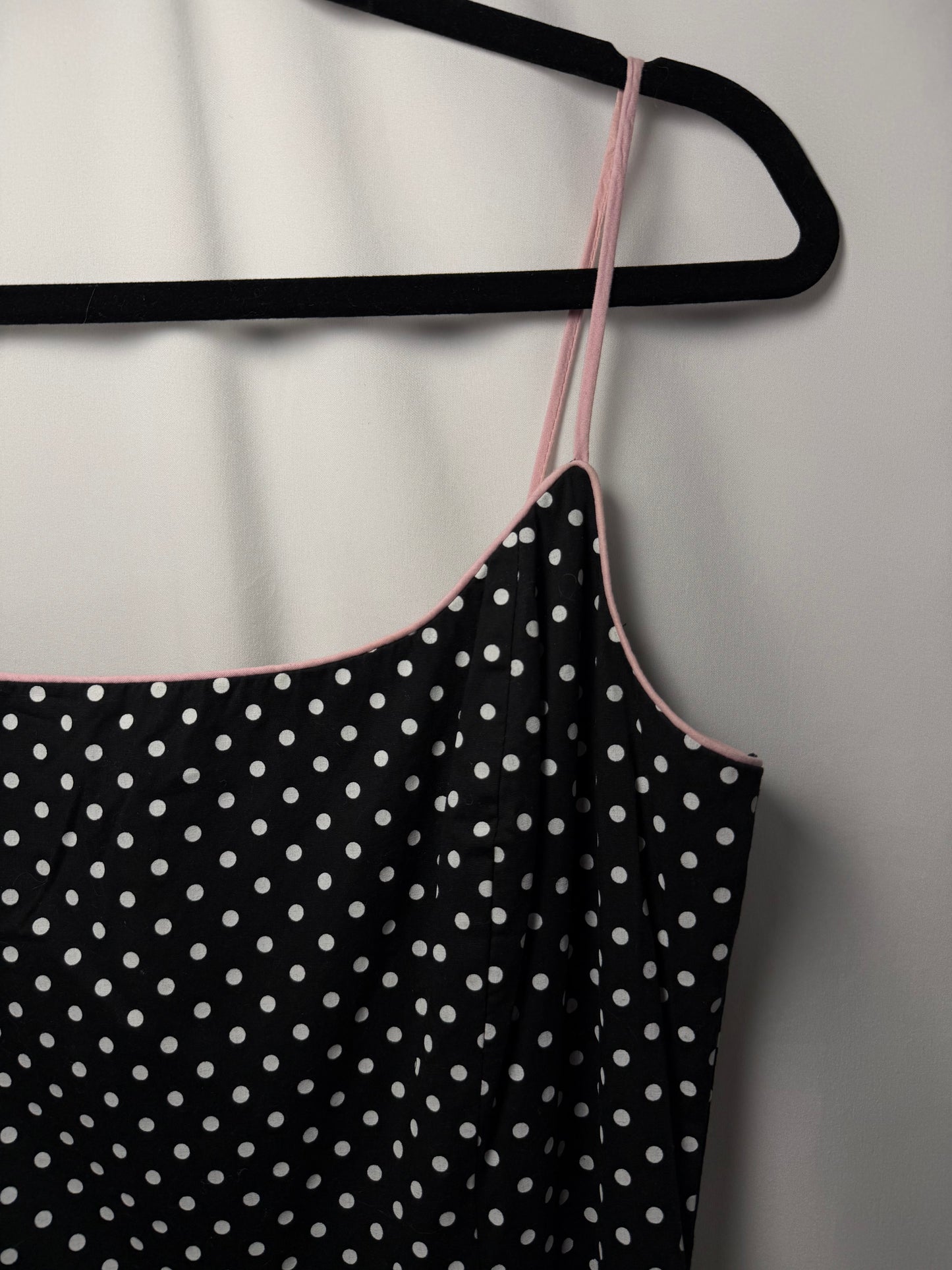 1990's Retro Inspired Polka Dot Scallop Hem Midi Dress- Size 10
