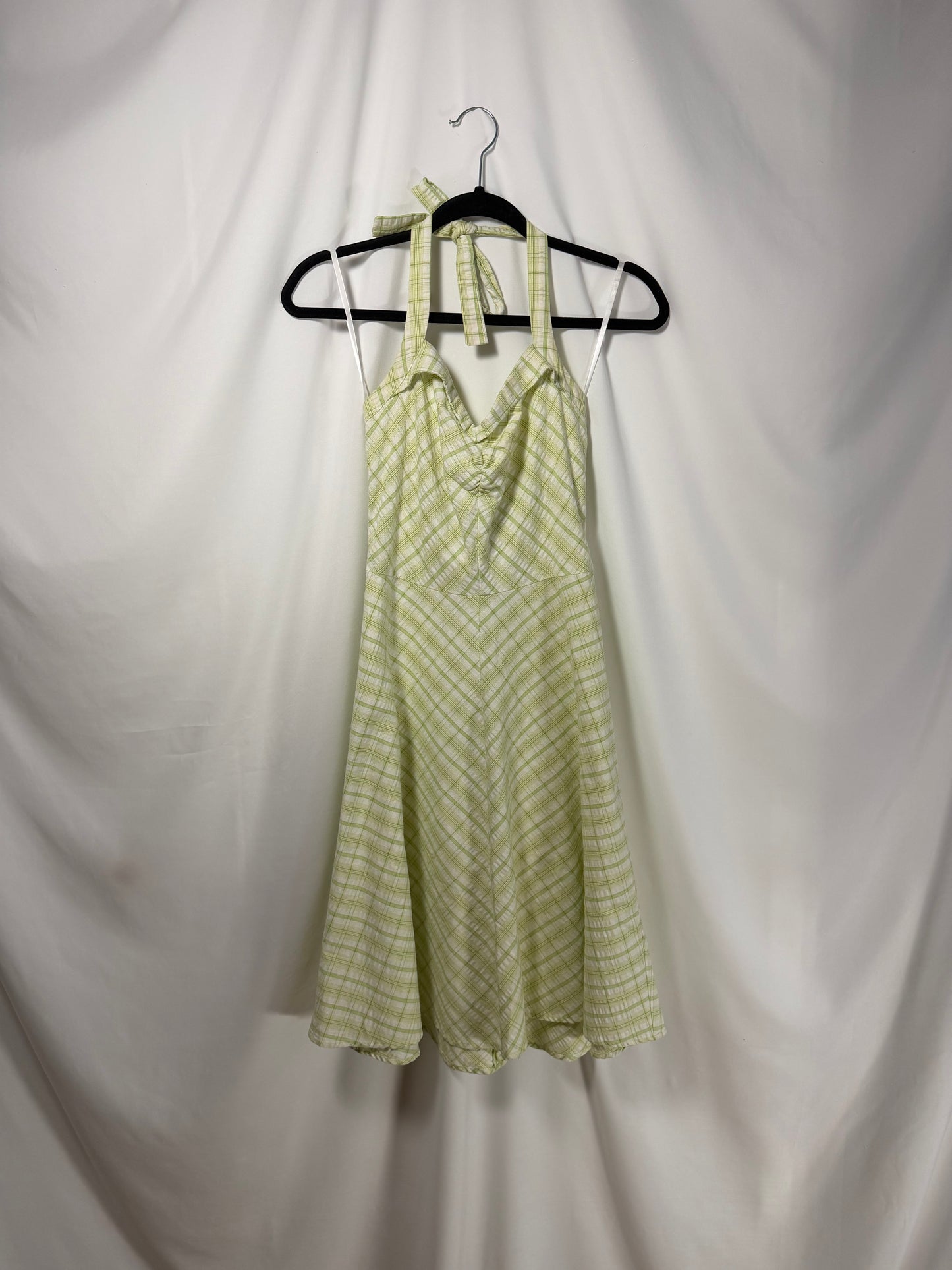 Y2K Seersucker Plaid Halter Fit & Flare Dress- Size 2