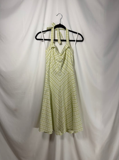 Y2K Seersucker Plaid Halter Fit & Flare Dress- Size 2
