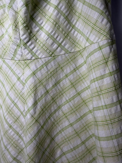 Y2K Seersucker Plaid Halter Fit & Flare Dress- Size 2