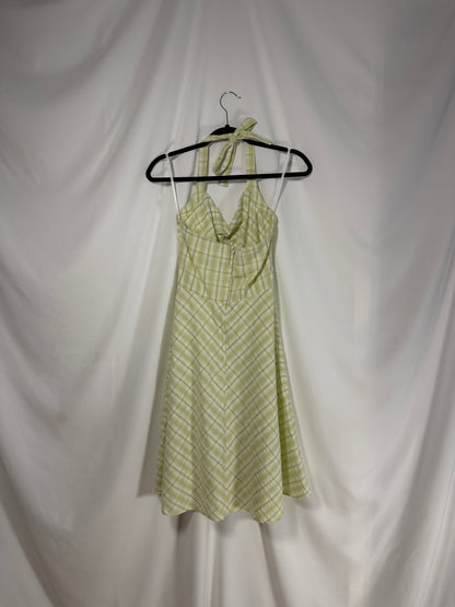 Y2K Seersucker Plaid Halter Fit & Flare Dress- Size 2