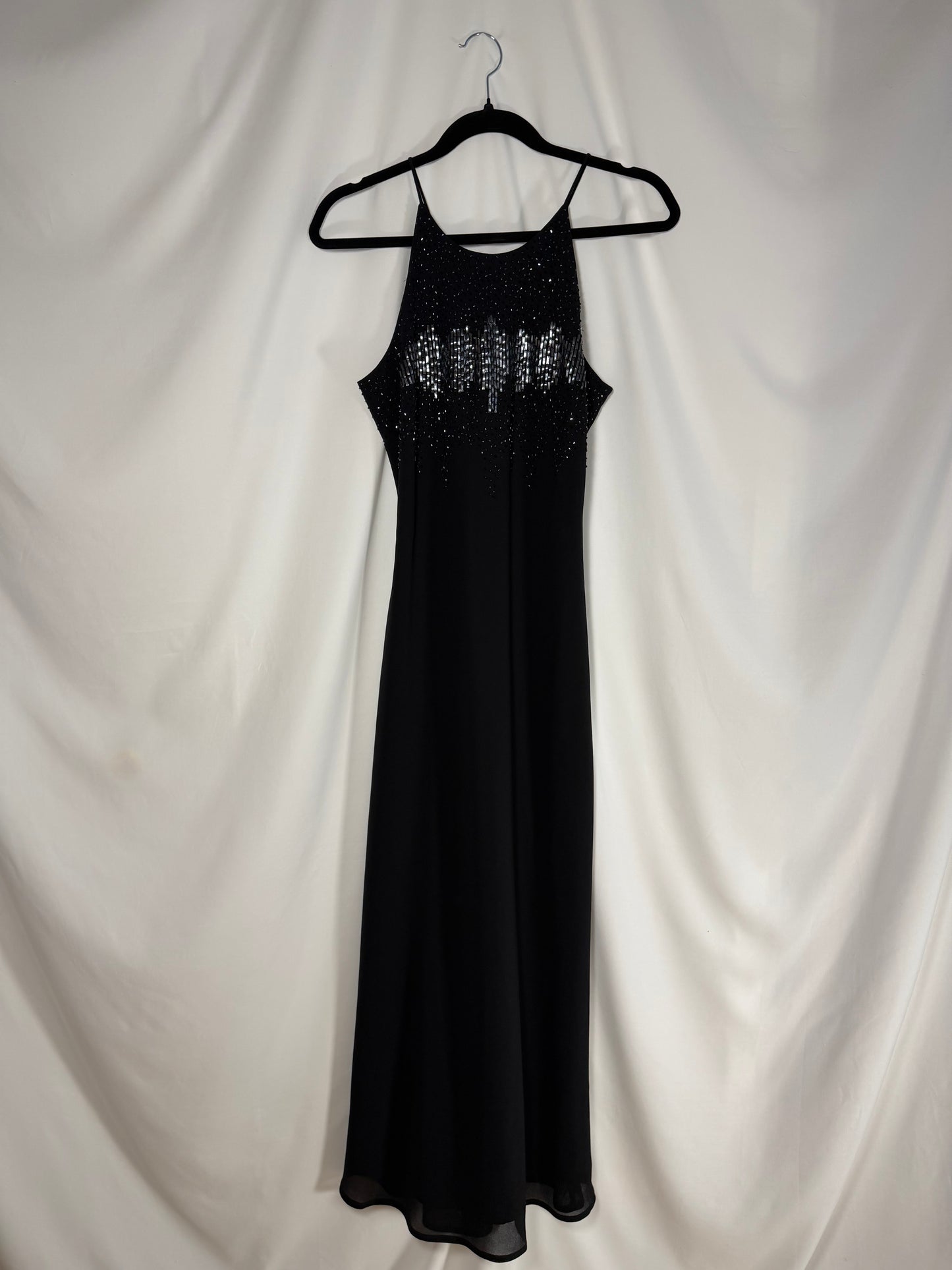 1990's Formal Beaded Slip Maxi Dress- Size 6