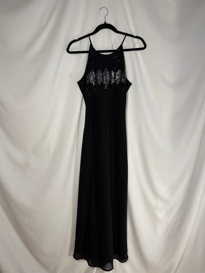 1990's Formal Beaded Slip Maxi Dress- Size 6