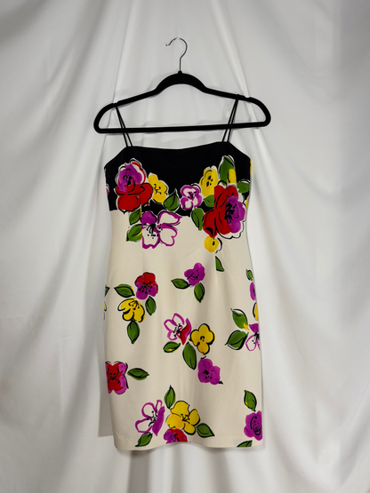 Y2K Bold Floral Crepe Shift Dress- Size 4