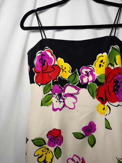 Y2K Bold Floral Crepe Shift Dress- Size 4