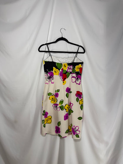 Y2K Bold Floral Crepe Shift Dress- Size 4