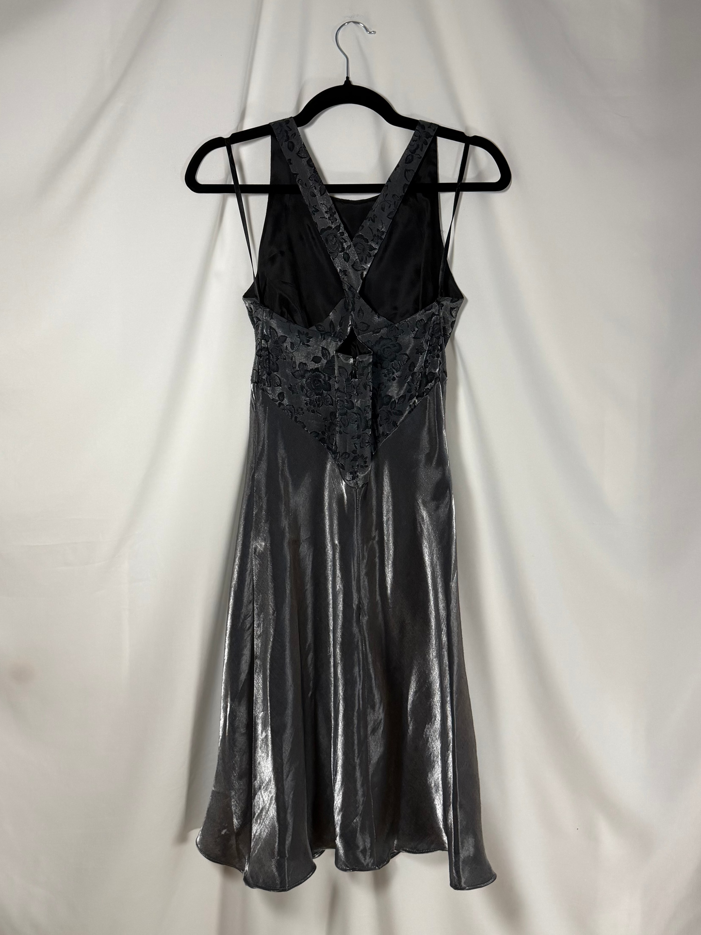1990's Bias Cut Criss Cross Back Knee Length Dress- Size 8