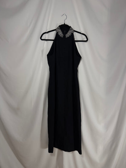 1990'S Button Front Mandarin Collar Midi Dress- Size 6 Petite