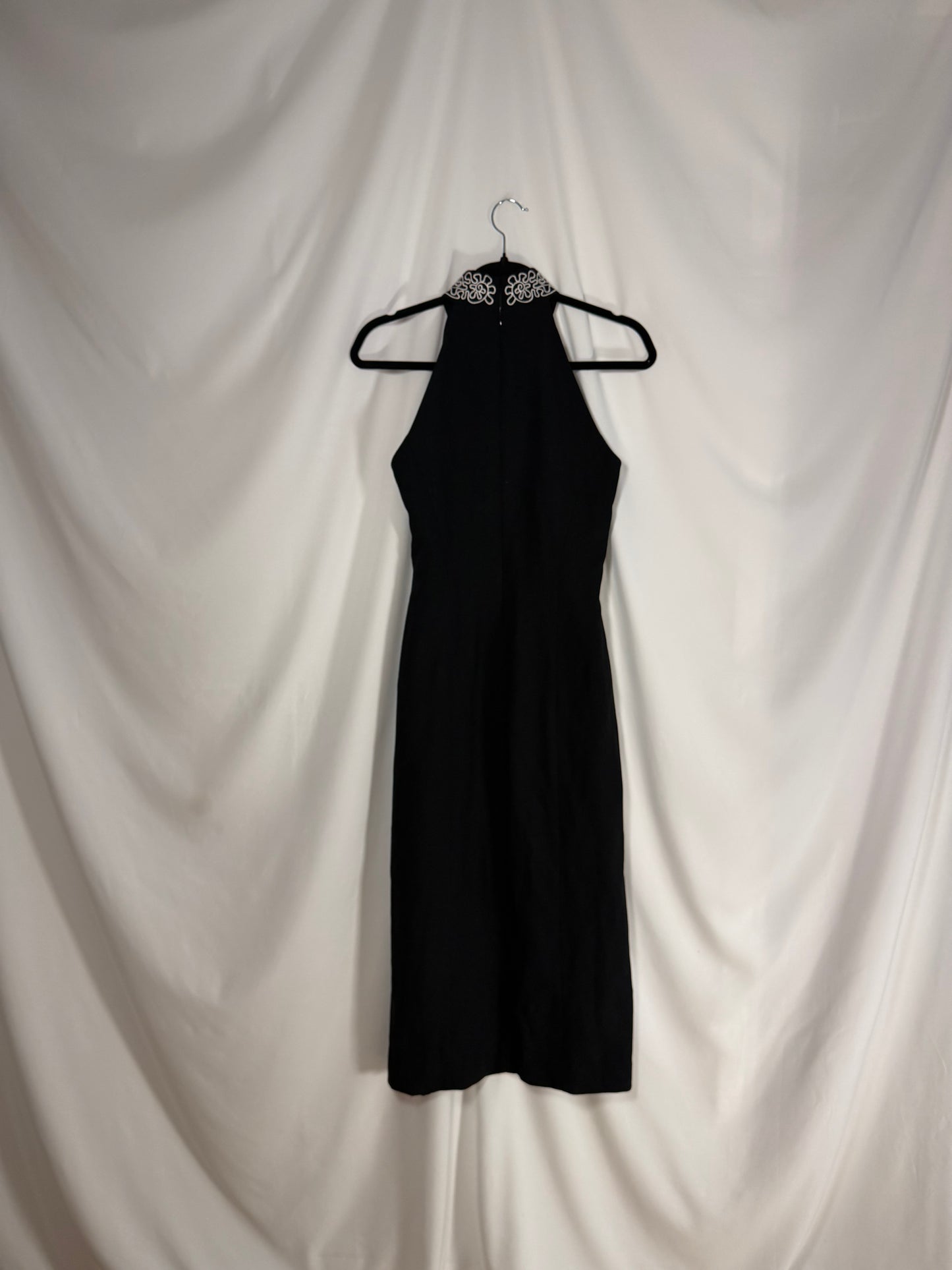 1990'S Button Front Mandarin Collar Midi Dress- Size 6 Petite