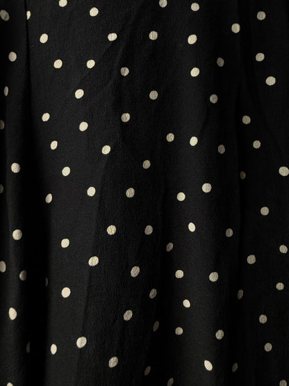 1980's Rosette Polka Dot Long Sleeve Blouse- Size S/M