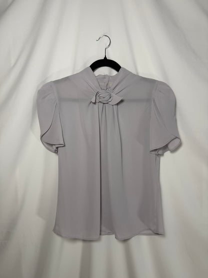 1980's Femme Rose Detail Tulip Sleeve Blouse- Size S