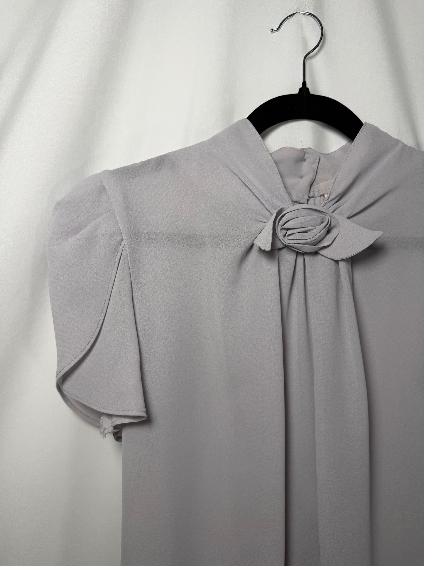 1980's Femme Rose Detail Tulip Sleeve Blouse- Size S