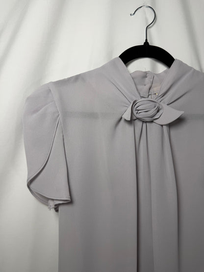 1980's Femme Rose Detail Tulip Sleeve Blouse- Size S