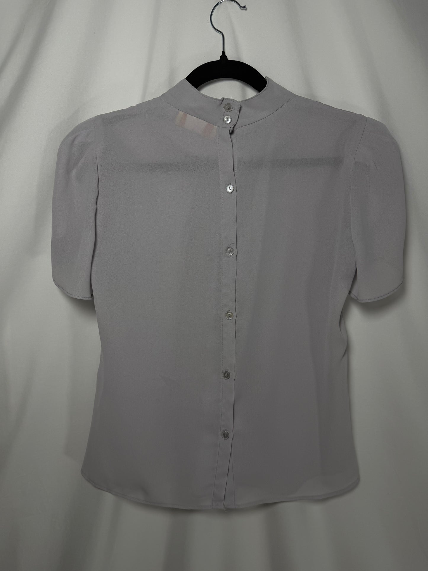 1980's Femme Rose Detail Tulip Sleeve Blouse- Size S