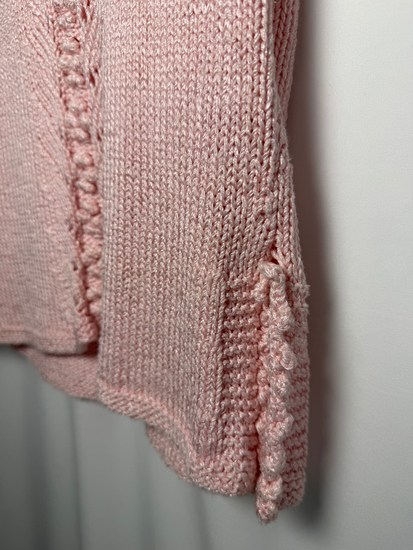 1990's Light Pink Crochet-like Sweater Tank Top- Size XS/S