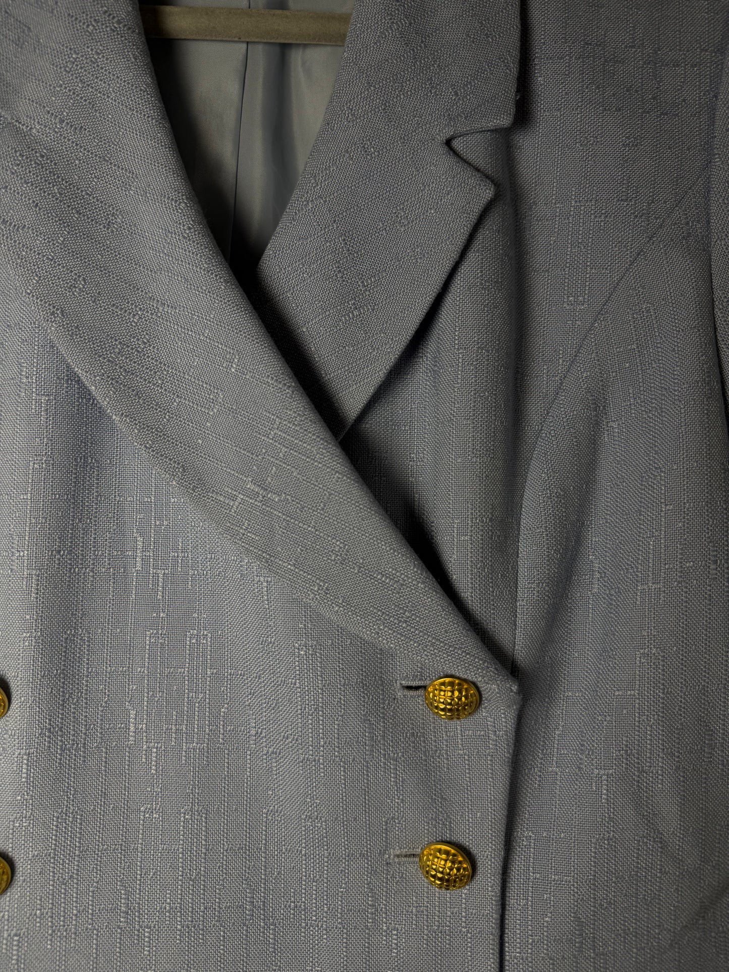 1980's Short Sleeve Double Breasted Light Blue Twill Shirt Jacket- Size 10