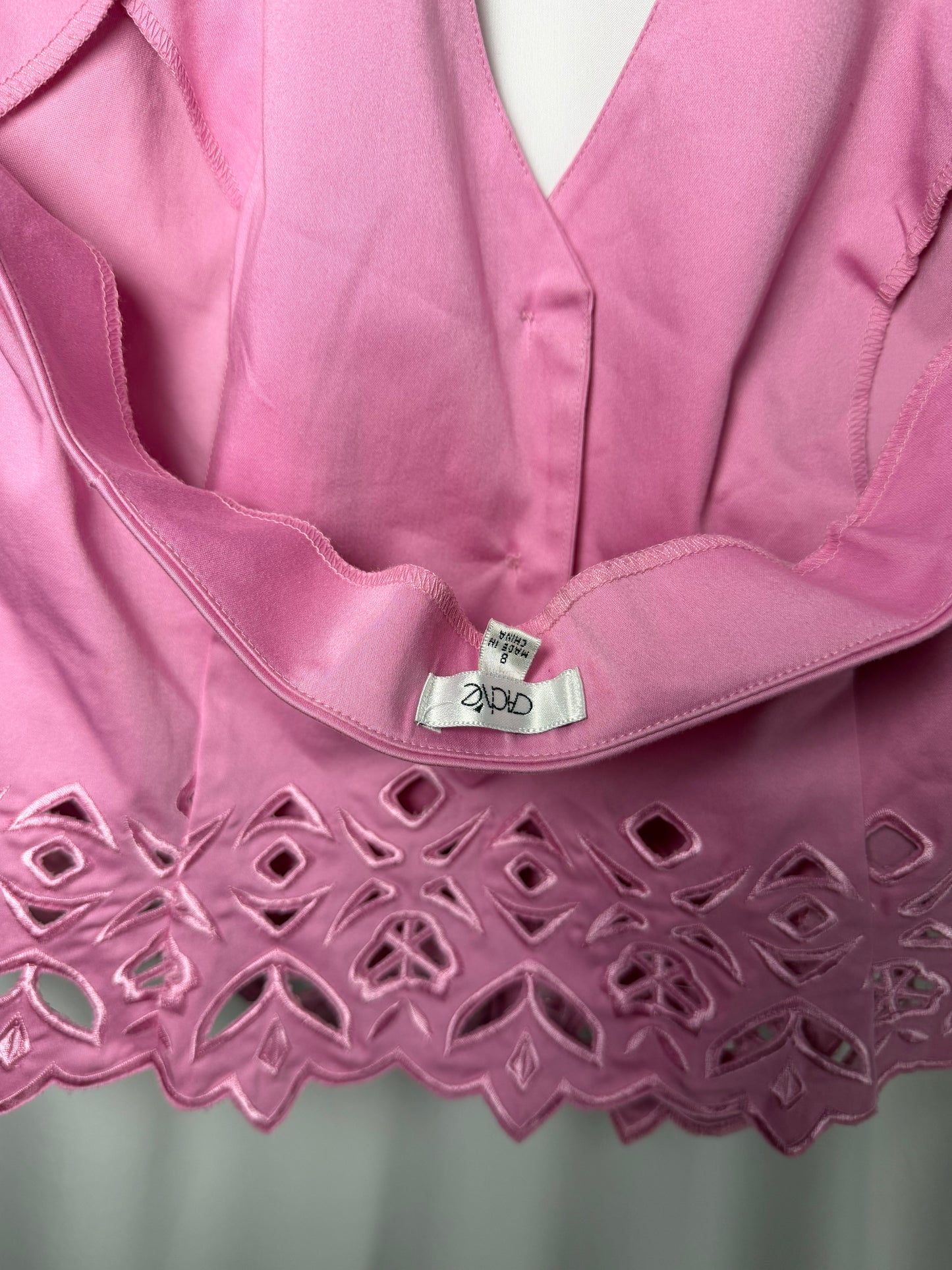 Y2K Caché Pink Cutwork Button Front Vest/Halter Top- Size 8/M