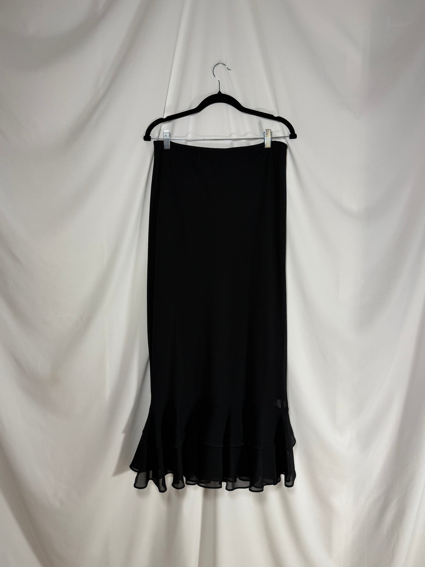 1990's Midi Tiered Ruffle Skirt With 3D Rosette - Size 10