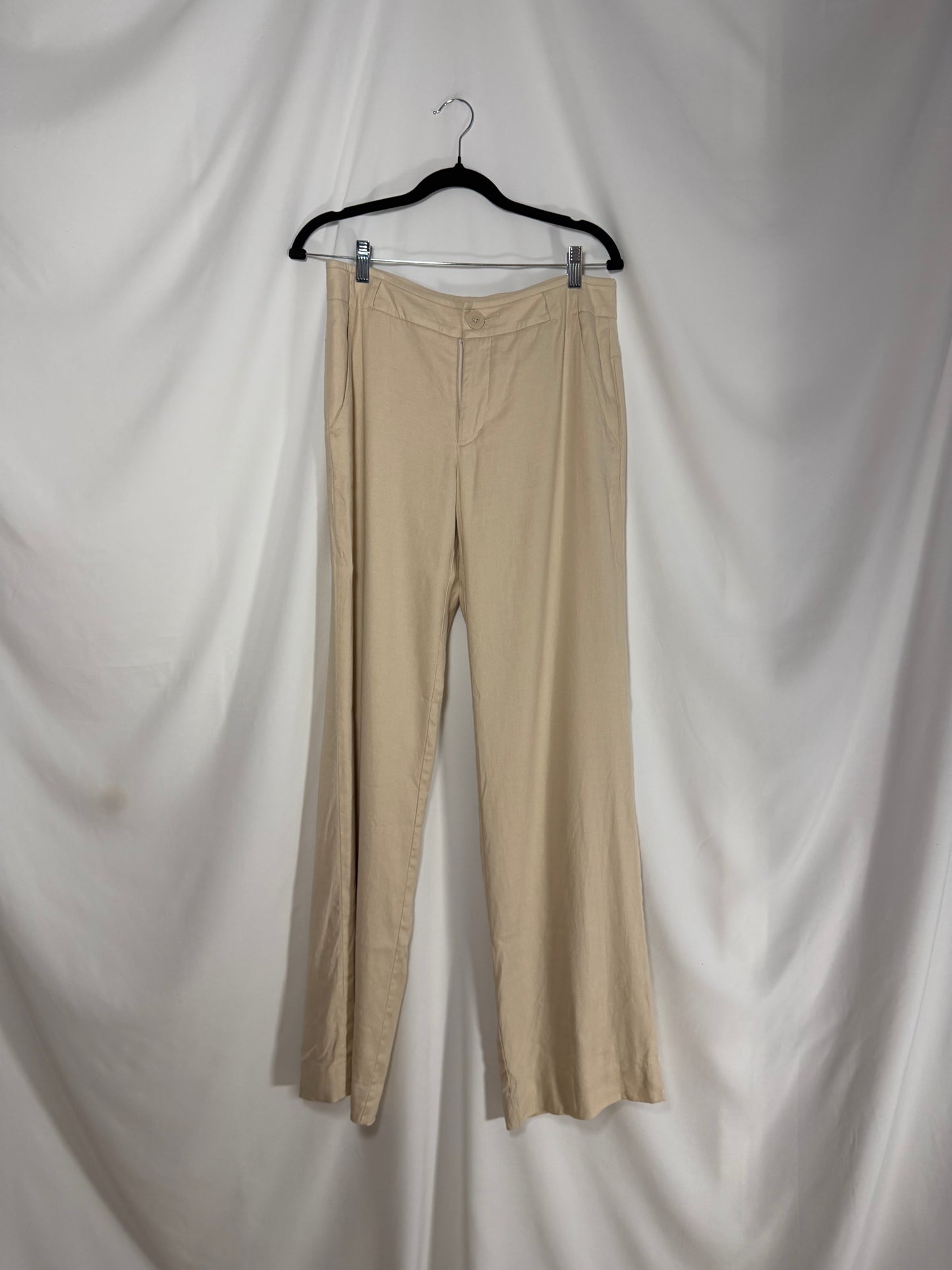 Y2K Linen Blend Low Rise Wide Leg Off-White Pant- Size 6/M