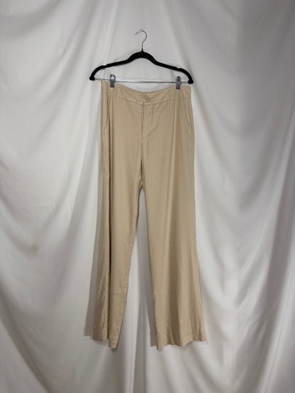 Y2K Linen Blend Low Rise Wide Leg Off-White Pant- Size 6/M