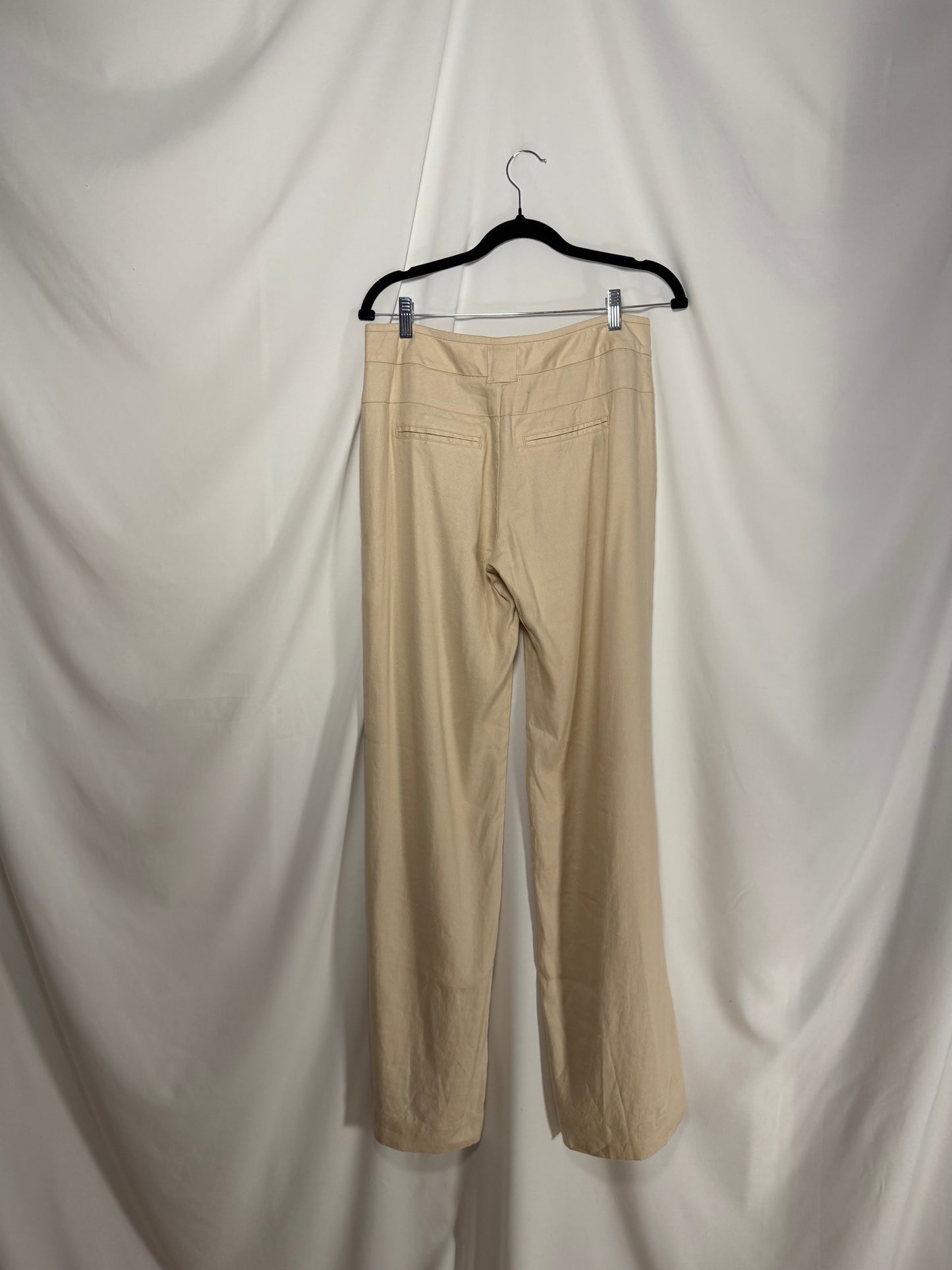 Y2K Linen Blend Low Rise Wide Leg Off-White Pant- Size 6/M