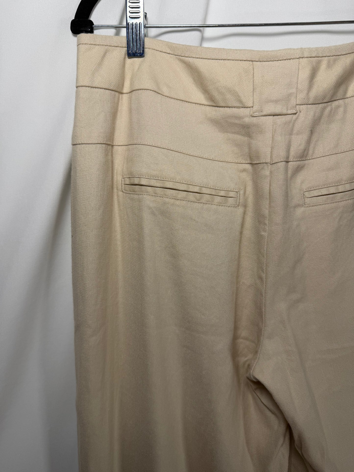 Y2K Linen Blend Low Rise Wide Leg Off-White Pant- Size 6/M