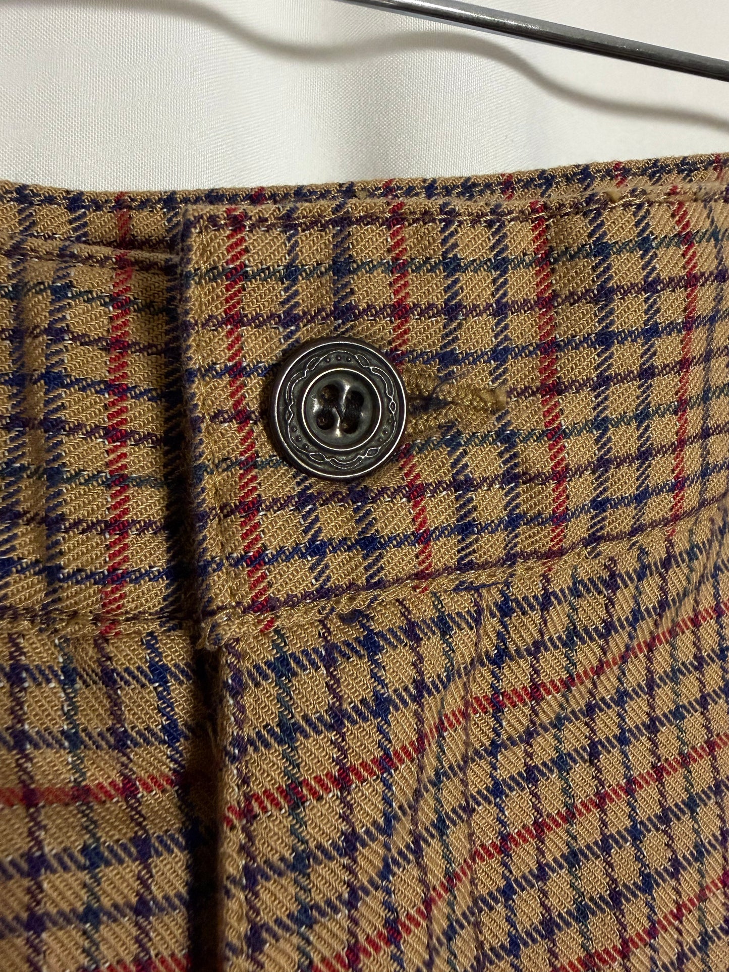 Vintage 1990's 100% Cotton Plaid Liz Claiborne Pleated Carrot Shape Trousers- Size 12/M