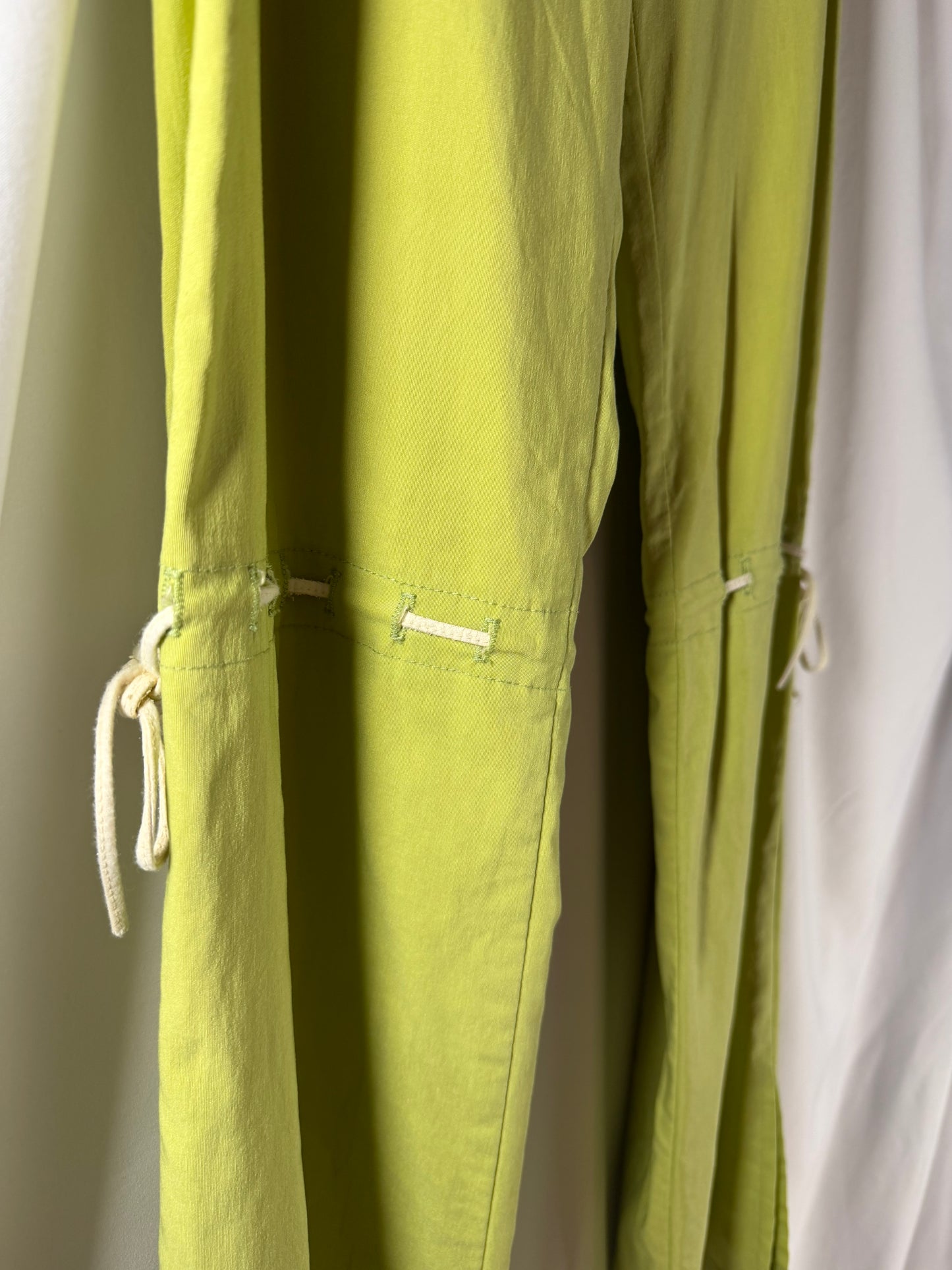 Y2K Caché Bow Detail Green Flare Pants- Size XS/S