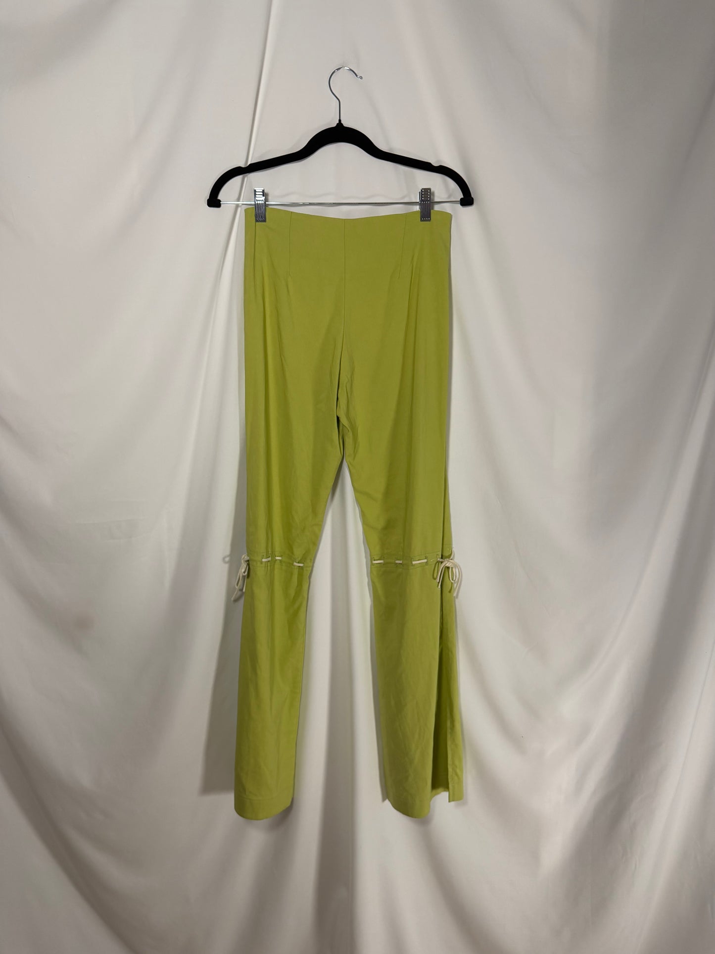 Y2K Caché Bow Detail Green Flare Pants- Size XS/S