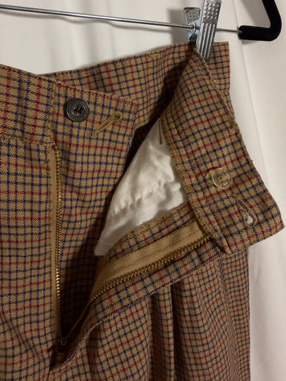 Vintage 1990's 100% Cotton Plaid Liz Claiborne Pleated Carrot Shape Trousers- Size 12/M