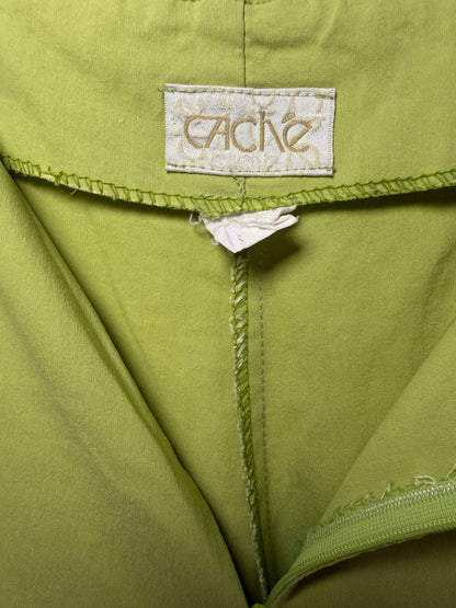 Y2K Caché Bow Detail Green Flare Pants- Size XS/S