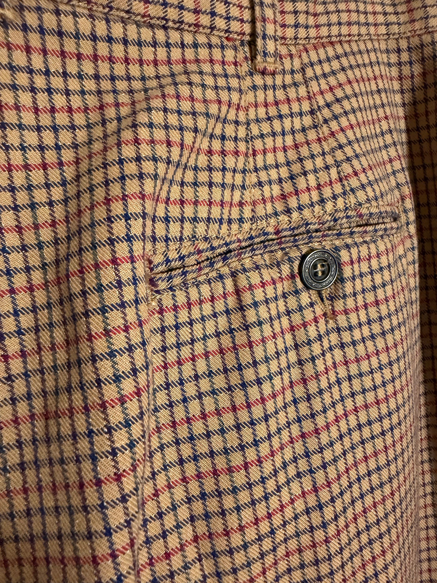 Vintage 1990's 100% Cotton Plaid Liz Claiborne Pleated Carrot Shape Trousers- Size 12/M