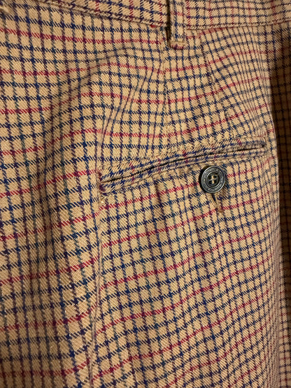 Vintage 1990's 100% Cotton Plaid Liz Claiborne Pleated Carrot Shape Trousers- Size 12/M