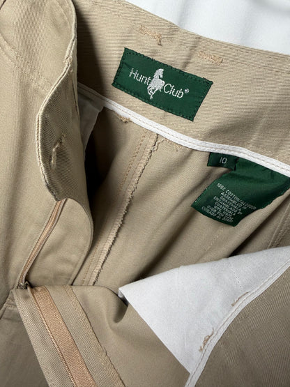 Vintage 1980's Hunt Club 100% Cotton Khaki Twill Pleated Trousers- Size 10/M