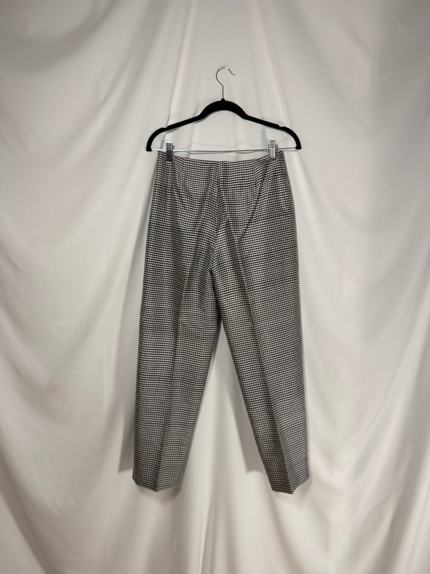 1990's 100% Silk Gingham Cigarette Pants- Size 4/S