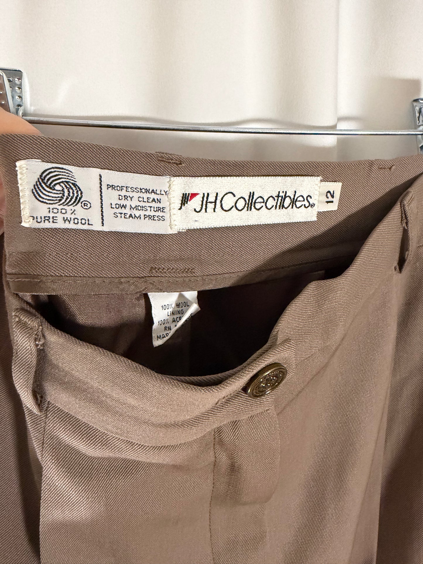 Vintage 1980's 100% Wool Pleated High Waisted Trousers- Size 12/L