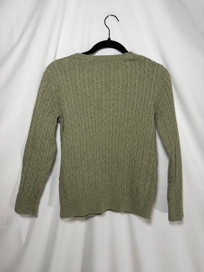 1990's 100% Cotton Cable Knit V-neck Sweater- Size S