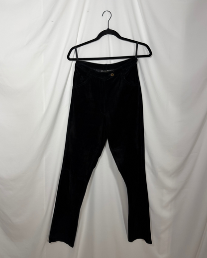 Vintage 1990's Black Genuine Leather Suede Black Straight Leg Pants- Size 4