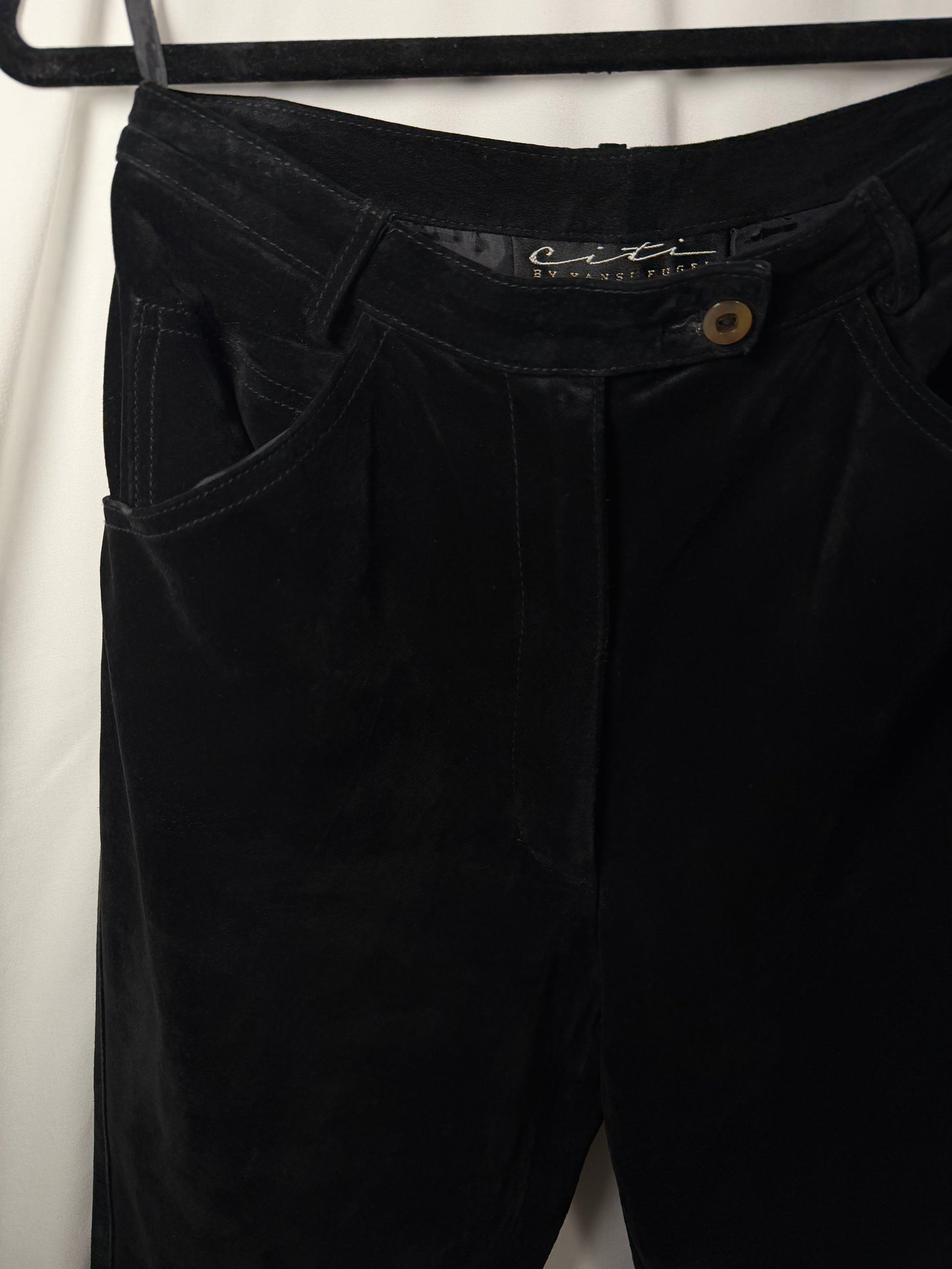 Vintage 1990's Black Genuine Leather Suede Black Straight Leg Pants- Size 4