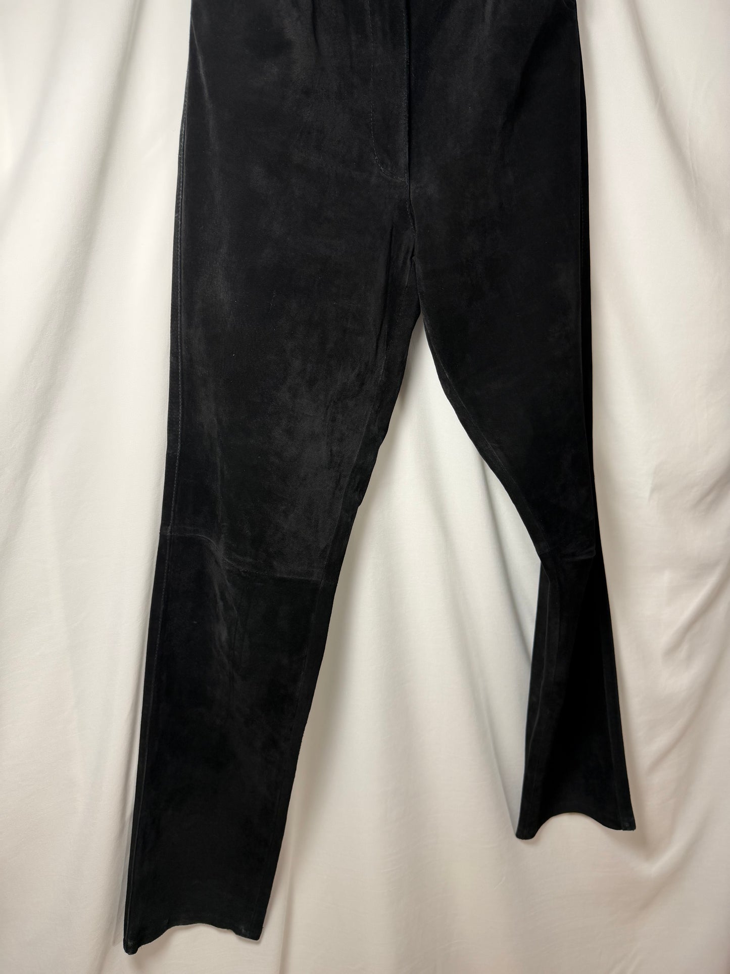 Vintage 1990's Black Genuine Leather Suede Black Straight Leg Pants- Size 4
