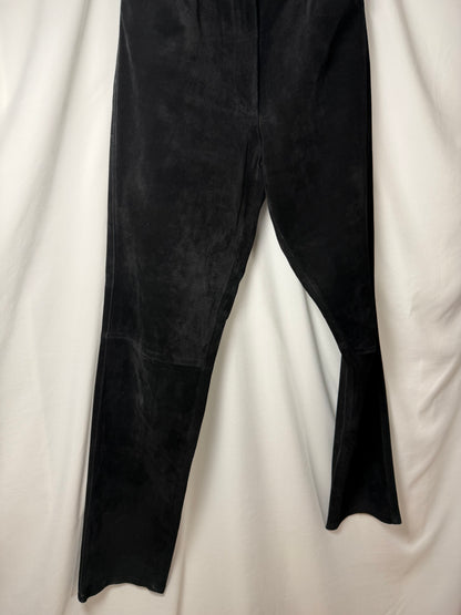 Vintage 1990's Black Genuine Leather Suede Black Straight Leg Pants- Size 4