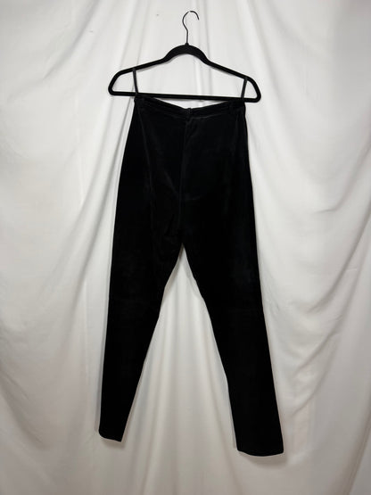Vintage 1990's Black Genuine Leather Suede Black Straight Leg Pants- Size 4
