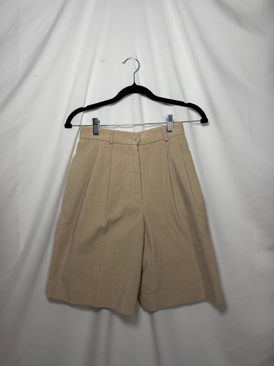 Vintage 1990’s Tan Corduroy Pleated Bermuda Shorts- Size 0/2P