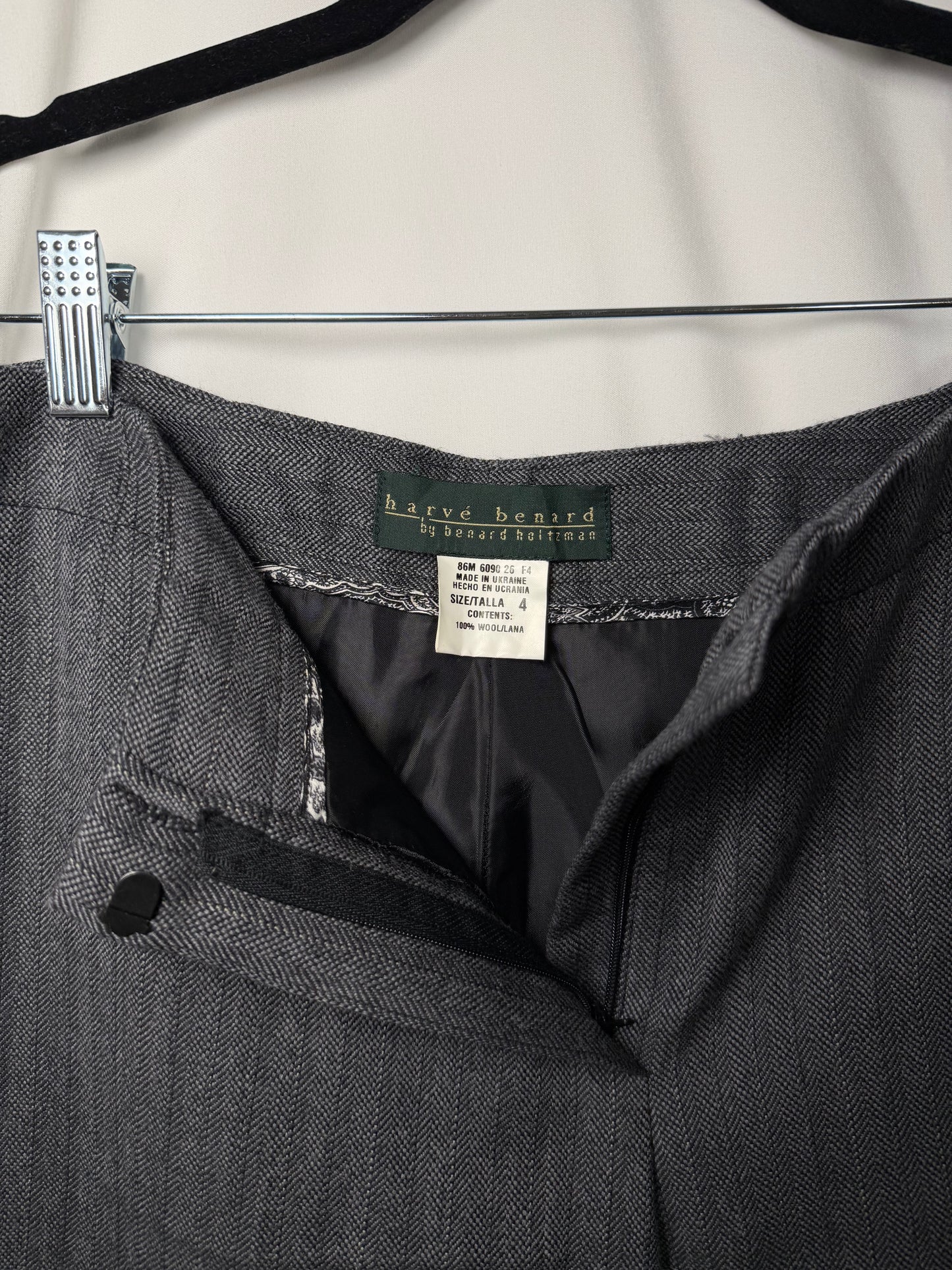 Vintage 1990’s 100% Wool Herringbone Straight Leg Trousers- Size 4