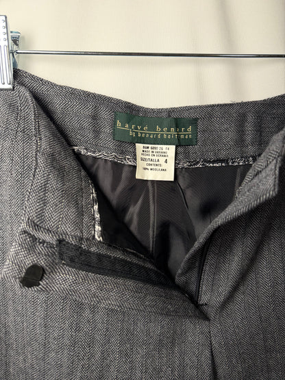 Vintage 1990’s 100% Wool Herringbone Straight Leg Trousers- Size 4