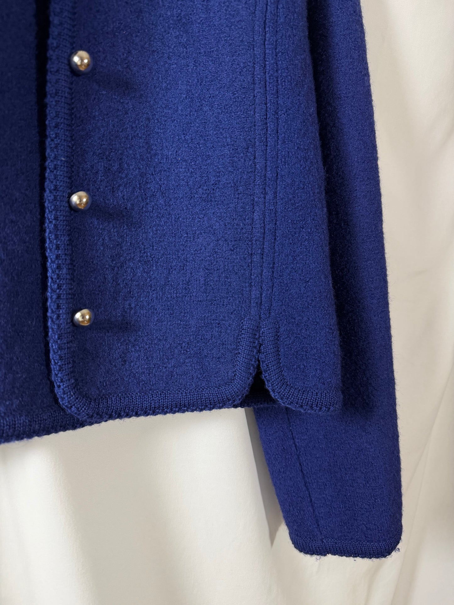 Vintage 1960’s Royal Blue 100% Boiled Wool Lady Jacket/Cardigan- Size S/M