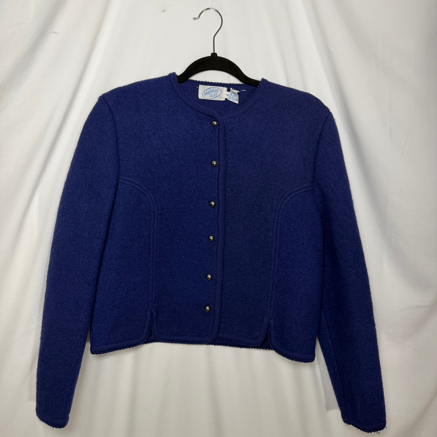 Vintage 1960’s Royal Blue 100% Boiled Wool Lady Jacket/Cardigan- Size S/M