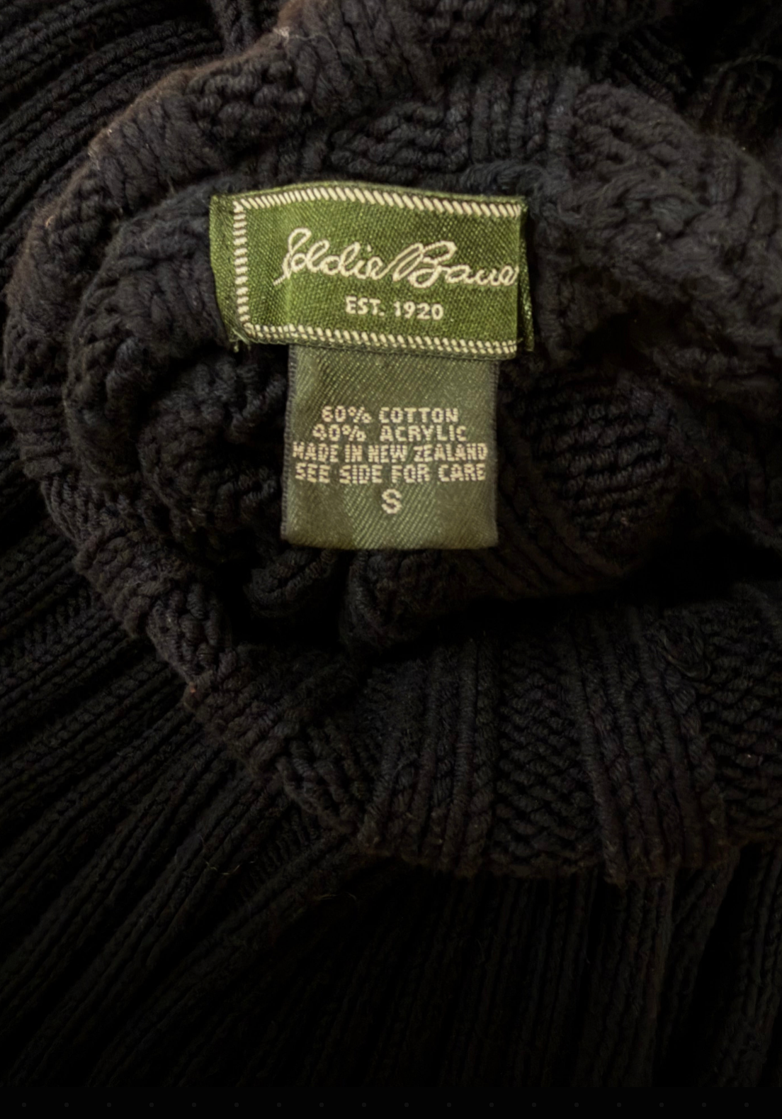 Vintage Y2K Heavy Cotton Wide Ribbed Black Turtleneck Sweater- Size S